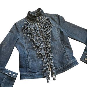 Armani Jeans Denim Jacket Womens 6 Fringe Western Barn Dark Wash